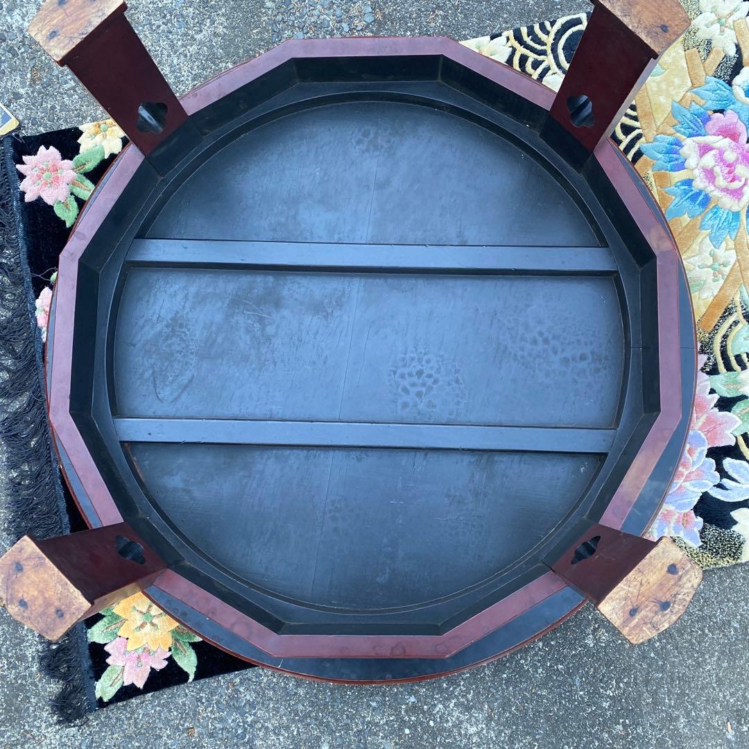 丸座卓　円卓　ちゃぶ台　75cm　朱色　中国美術