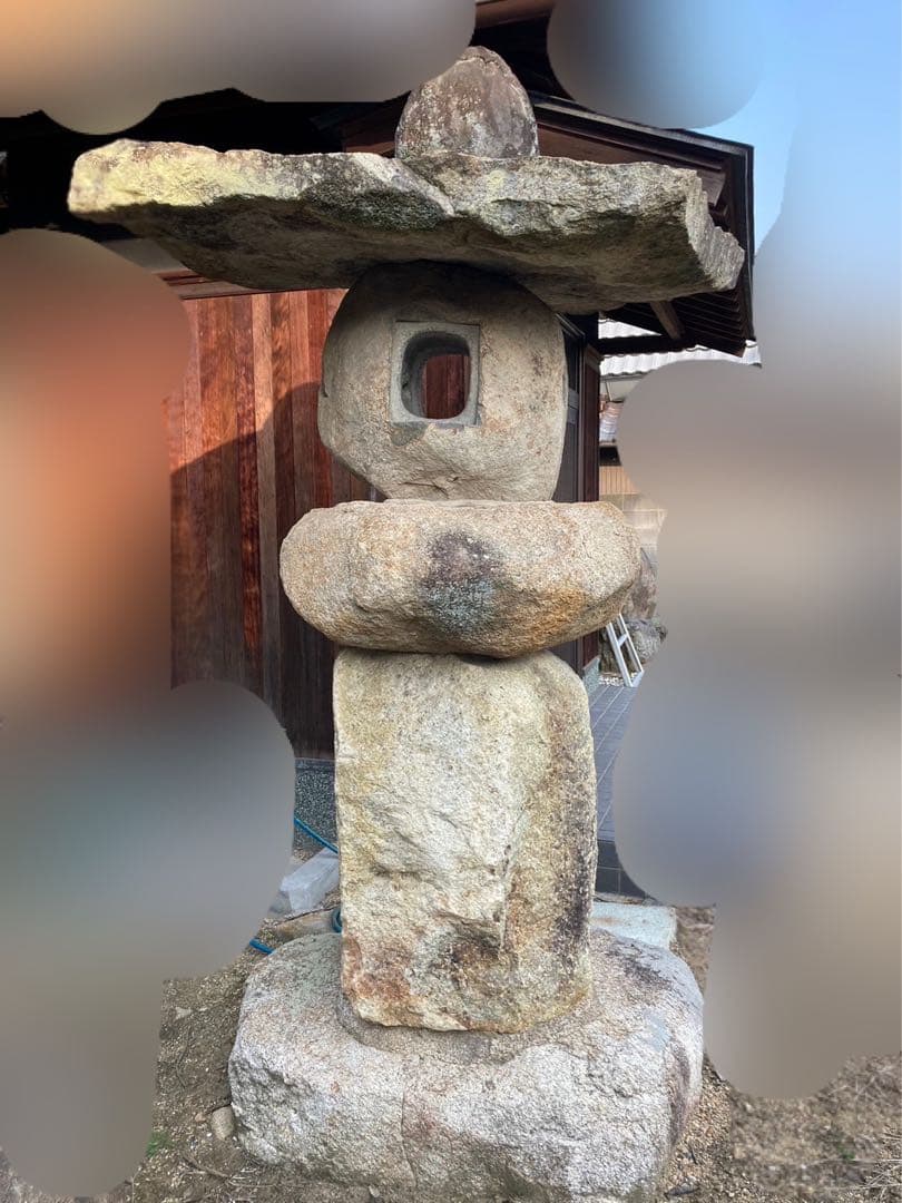 大型　石灯篭③ 天然石　国産　苔付き　茶道　縁起　石の燈籠（とうろう）