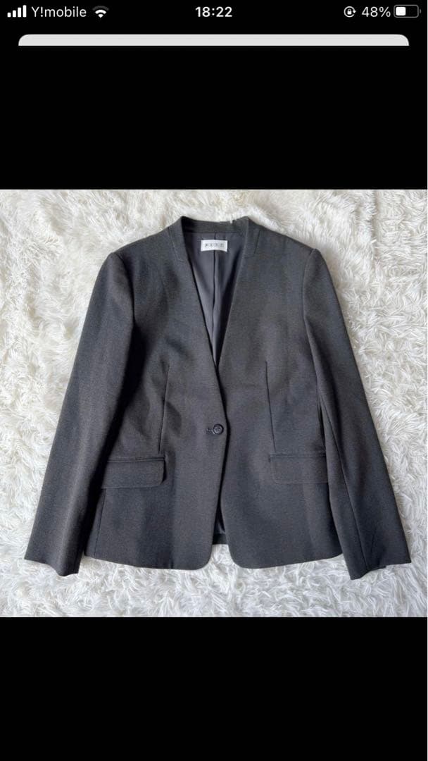 美品⭐︎PLST ノーカラーセットアップスーツ チャコールグレーMサイズ