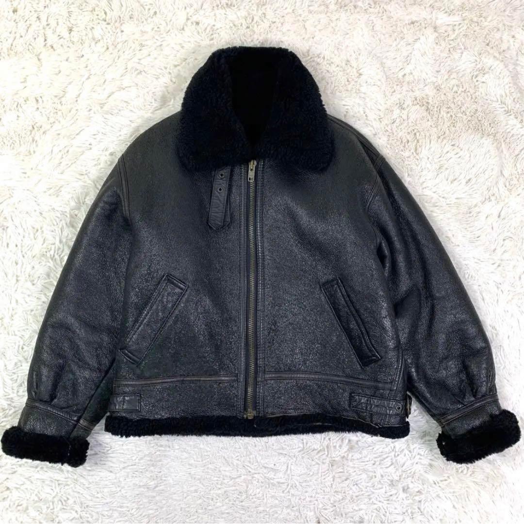 《激レア》B-3 ムートンジャケット ブラック メンズ ボンバー 羊革 M