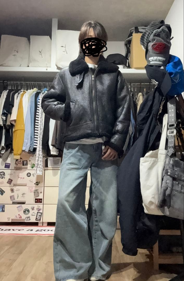 《激レア》B-3 ムートンジャケット ブラック メンズ ボンバー 羊革 M