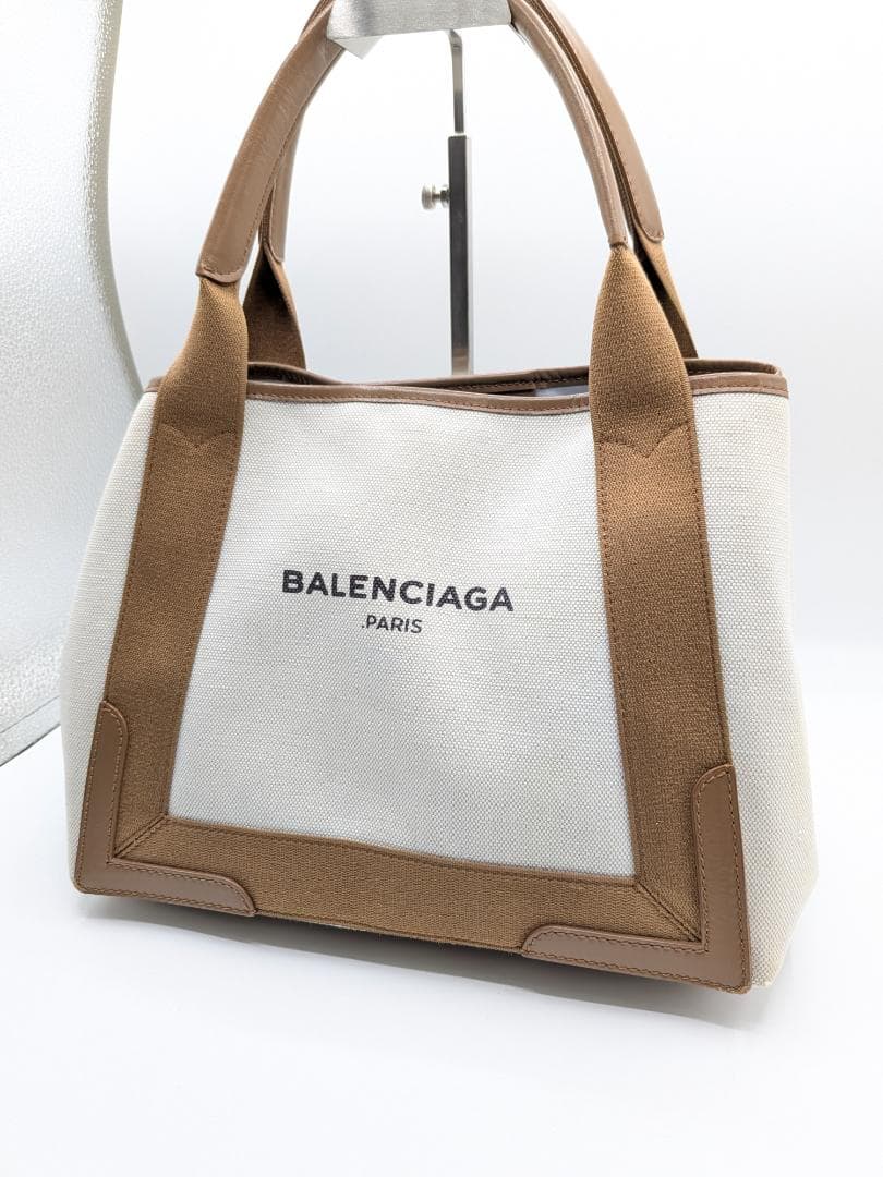 良品✨ バレンシアガ ネイビーカバス キャンバス ベージュ 0LJ