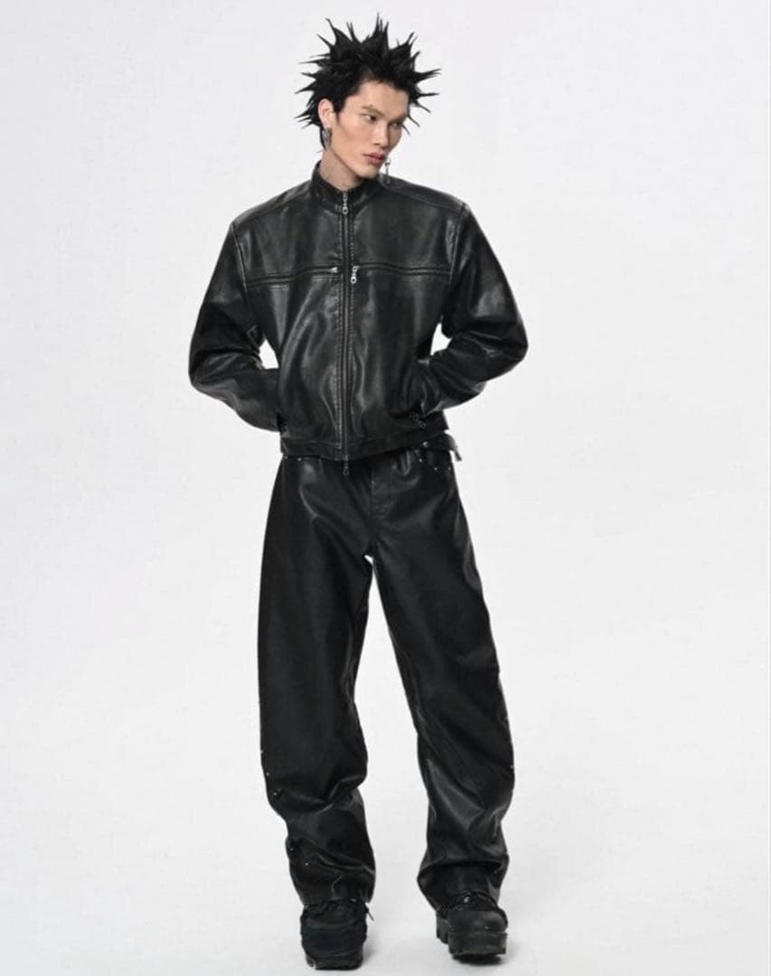 SGW 十字架 ライダースジャケット　レザー　秋　クロスモチーフ