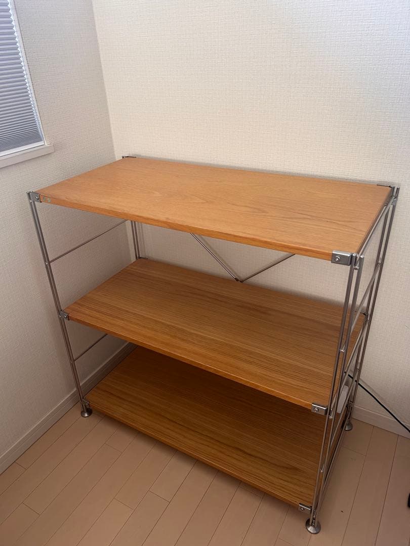 【美品】無印良品　ステンレスユニットシェルフセット　オーク材