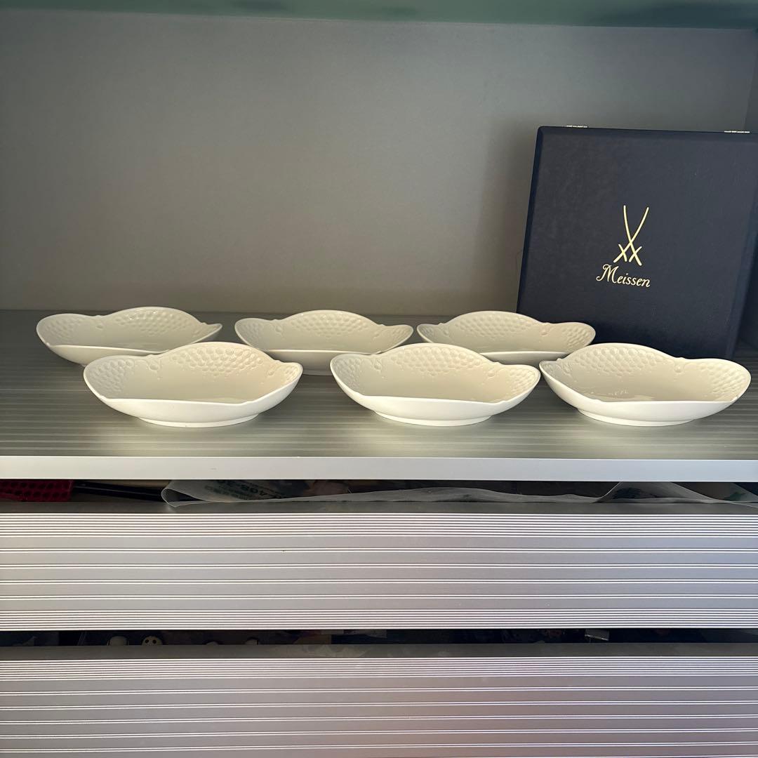マイセンホワイトレリーフ　小皿6枚