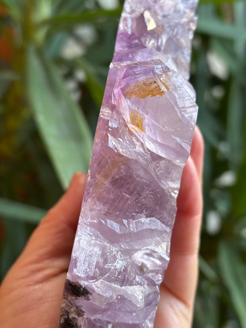 ウルグアイ産　極太ラベンダーアメジストスライス　872g 台座付き　ワイルド