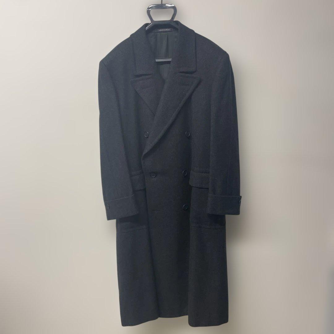 ゼニア　カシミヤ　ダブルブレスト　ベルテッド　チェスターコート　ヘリンボーン