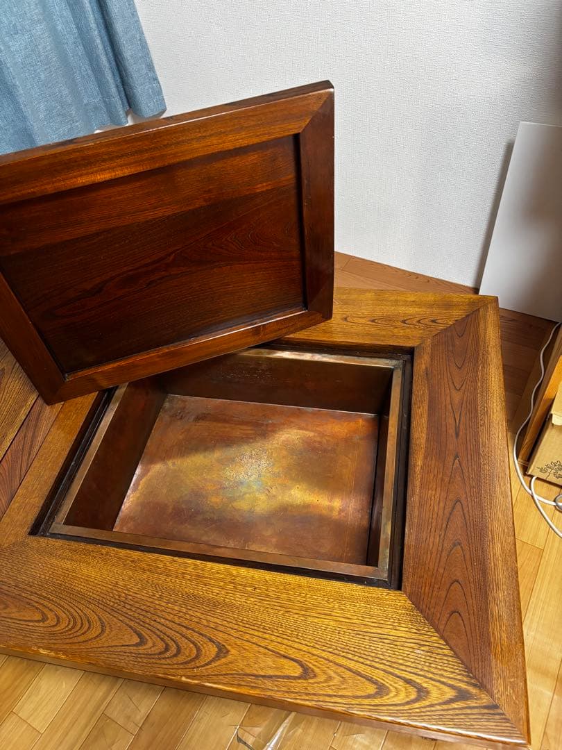 囲炉裏座卓　囲炉裏テーブル　欅材　火鉢　和家具