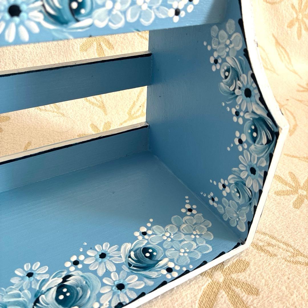 トールペイント 木製3段傾斜シェルフ、キャニスターラック、ディスプレイスタンド