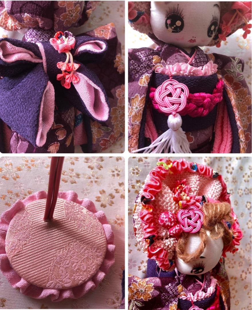 ＊夢 文化人形＊桃の節句乙女♡創作文化人形約24cmつまみ細工 お着物＊