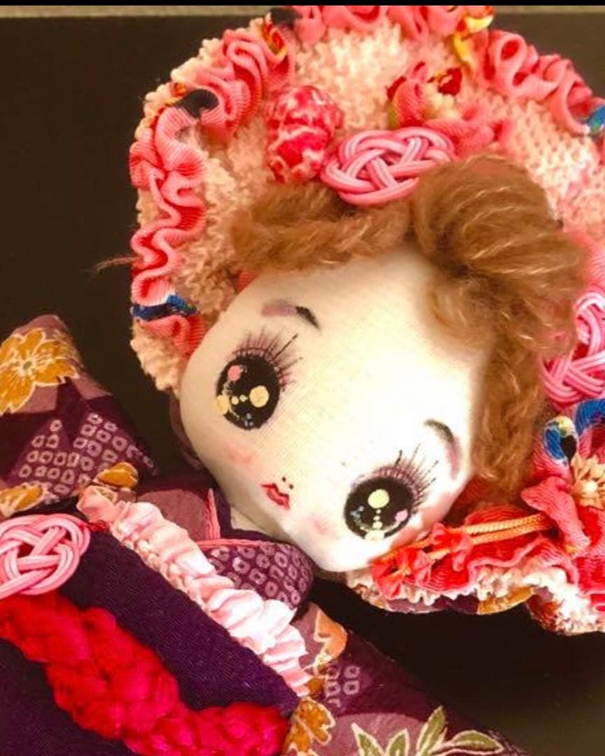 ＊夢 文化人形＊桃の節句乙女♡創作文化人形約24cmつまみ細工 お着物＊