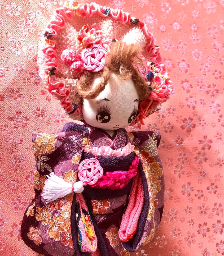 ＊夢 文化人形＊桃の節句乙女♡創作文化人形約24cmつまみ細工 お着物＊