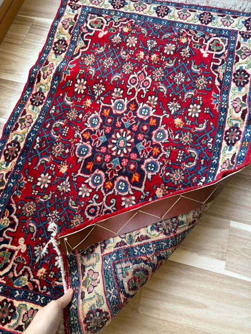 ペルシャ絨毯 手織り イラン製 アンティーク調 ウール ラグ 玄関マット 約