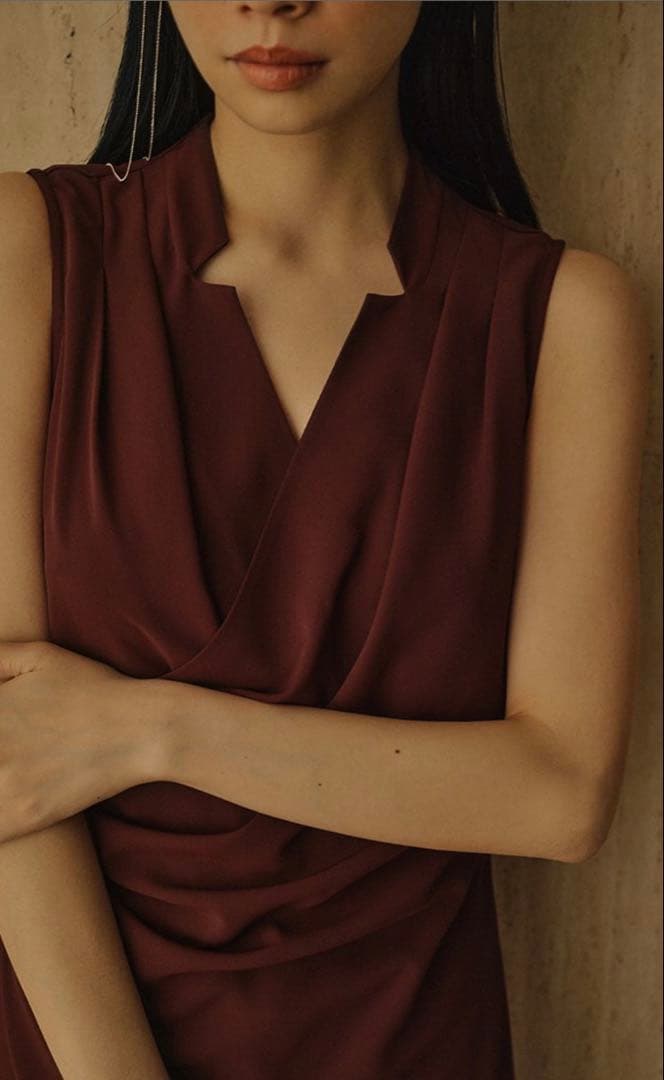 【お値下げ】anuans アニュアンス　ライトダブルサテンカシュクールワンピース