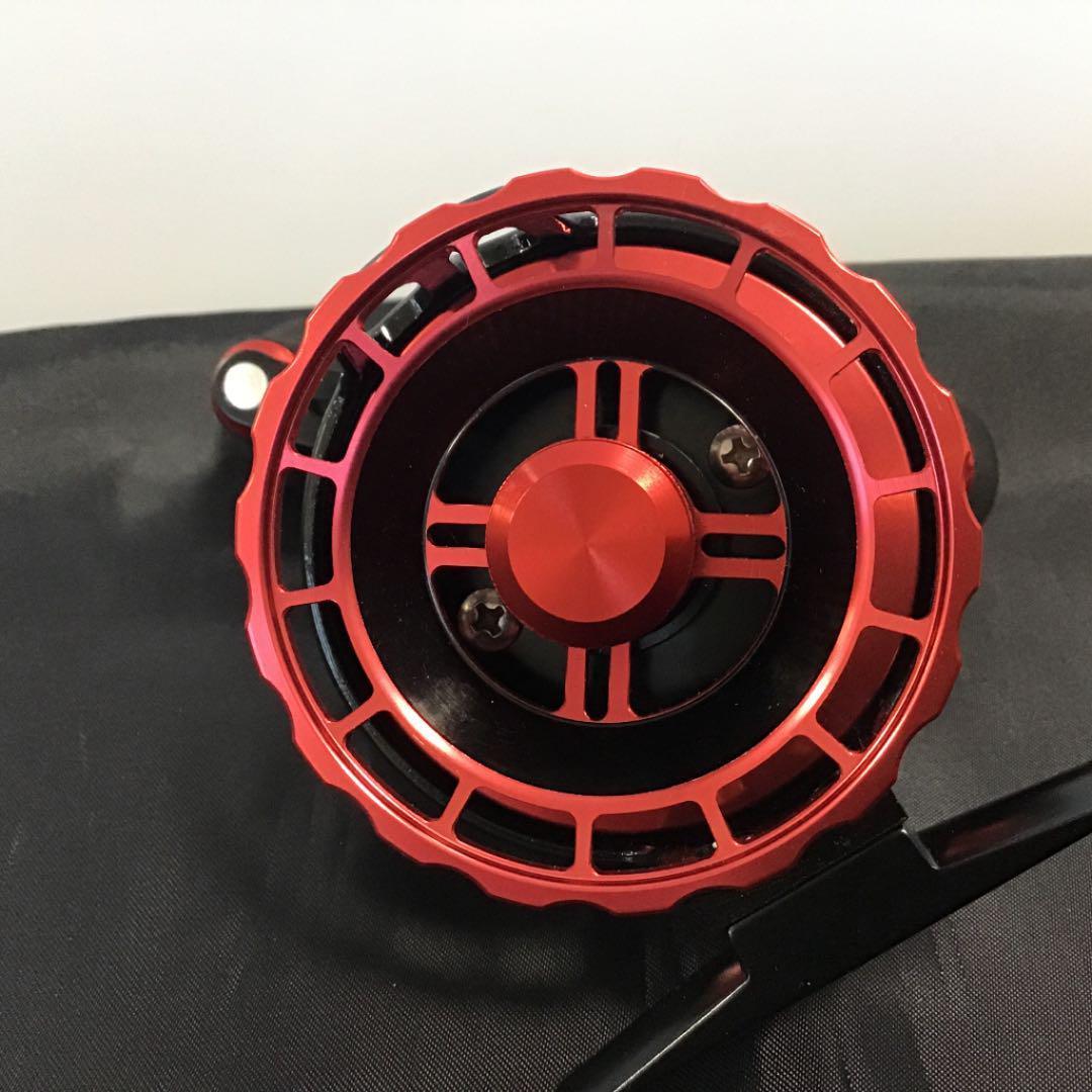 筏 カセ リール左巻き カスタムハンドル赤色　 ☆おまけ付き☆