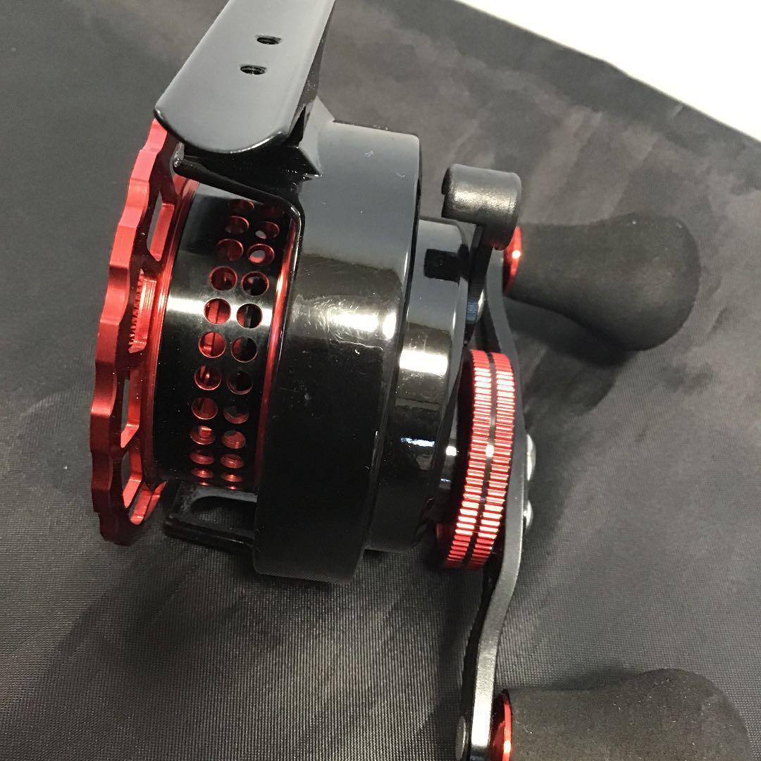 筏 カセ リール左巻き カスタムハンドル赤色　 ☆おまけ付き☆