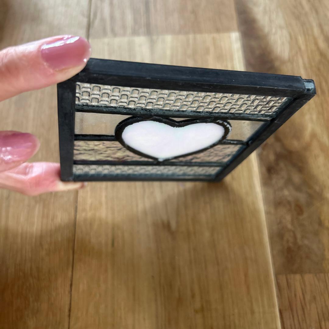 アンティーク風　輸入　ステンドグラス　ミニサイズ　ガラス　ハート