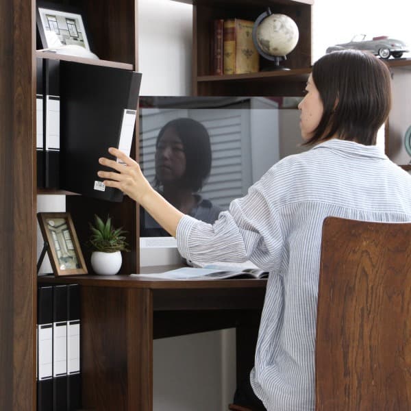 【新品・送料無料】パソコンデスク コーナー ハイタイプ 書棚付き オーク 北欧