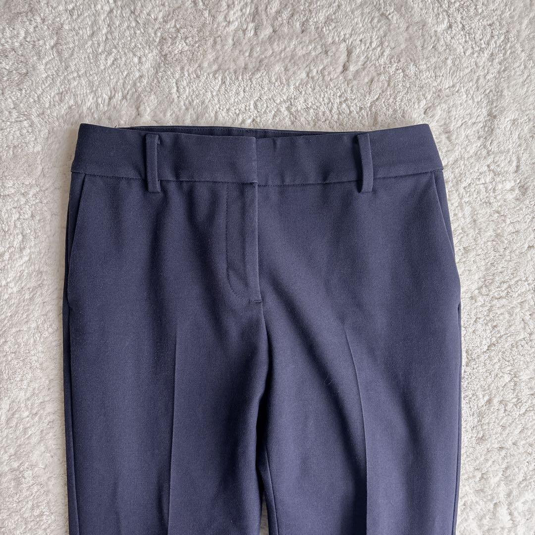 プラステ ノーカラーパンツスーツ ブラッシュドバック S/XS ネイビー