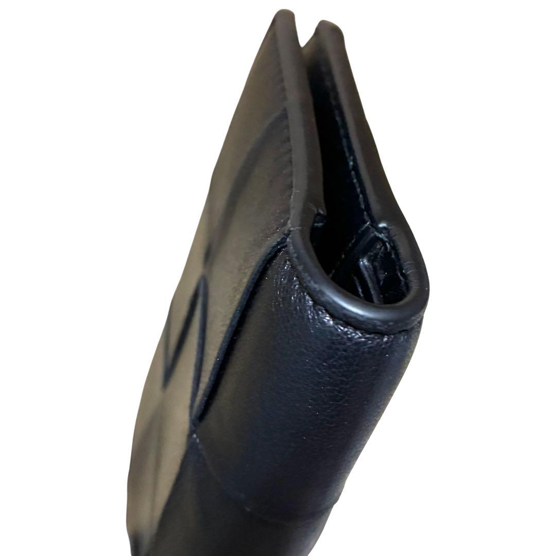 正規品　ボッテガヴェネタ　二つ折り財布　マキシイントレチャート　黒　レザー