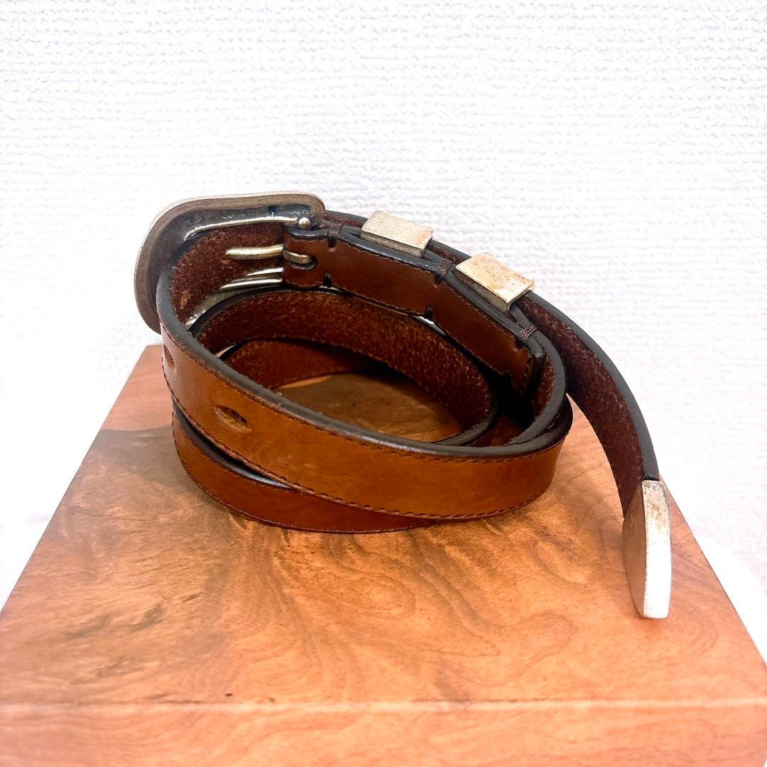 美品 J&M Davidson レザー ベルト ウエスタン バックル シルバー