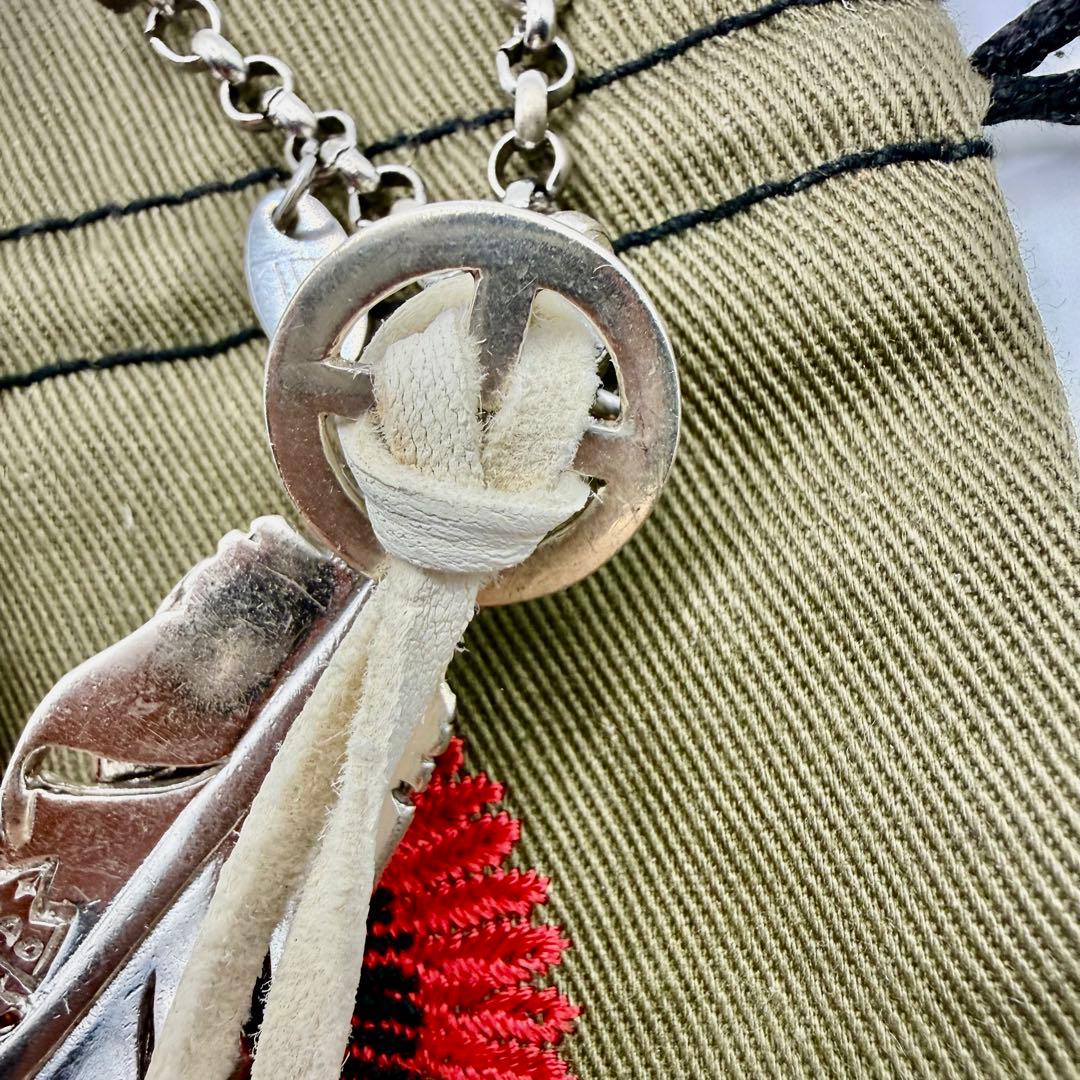 美品　SAAD 特大上銀ビッグフェザー80mm ネックレスセット