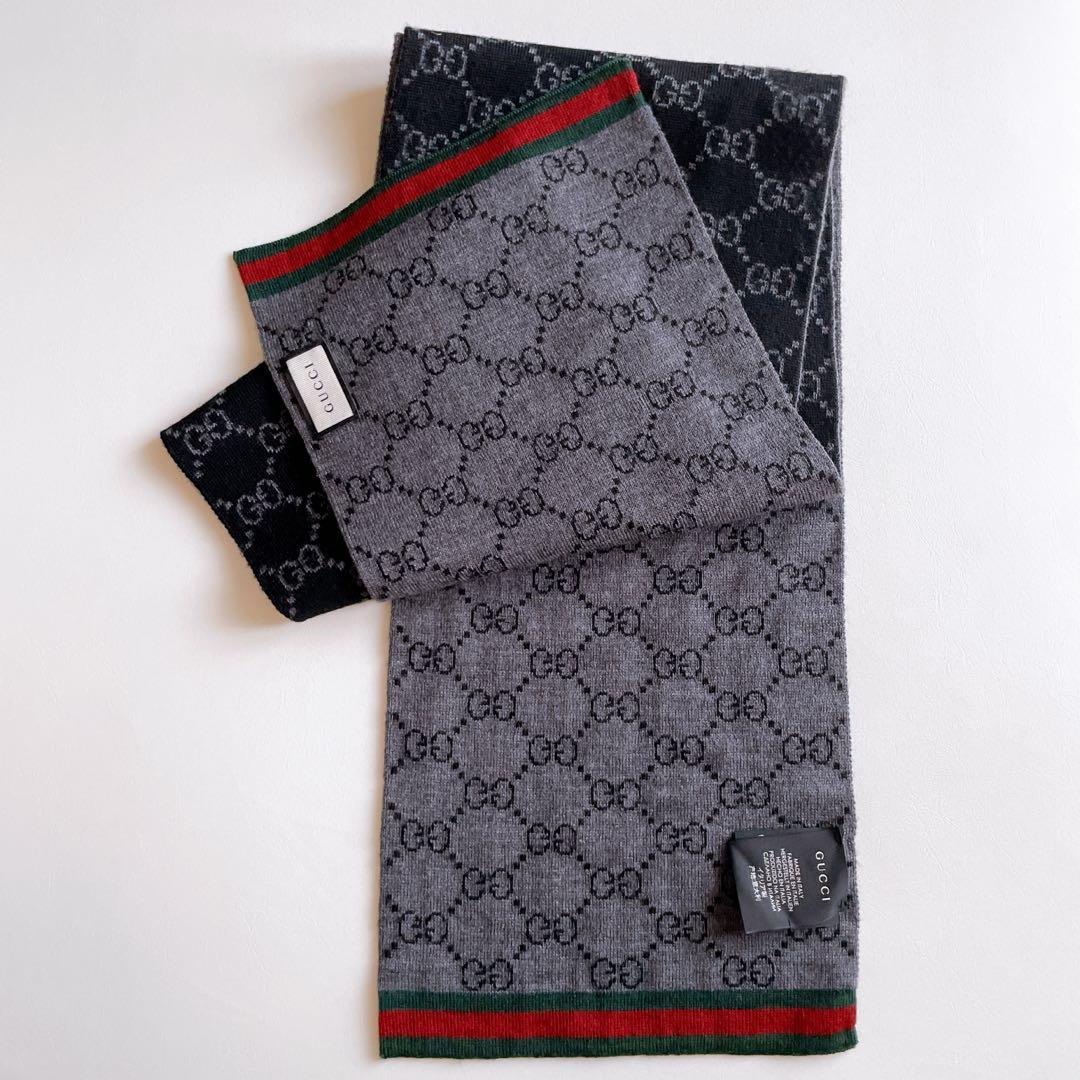 GUCCI GG ウールマフラー ブラック
