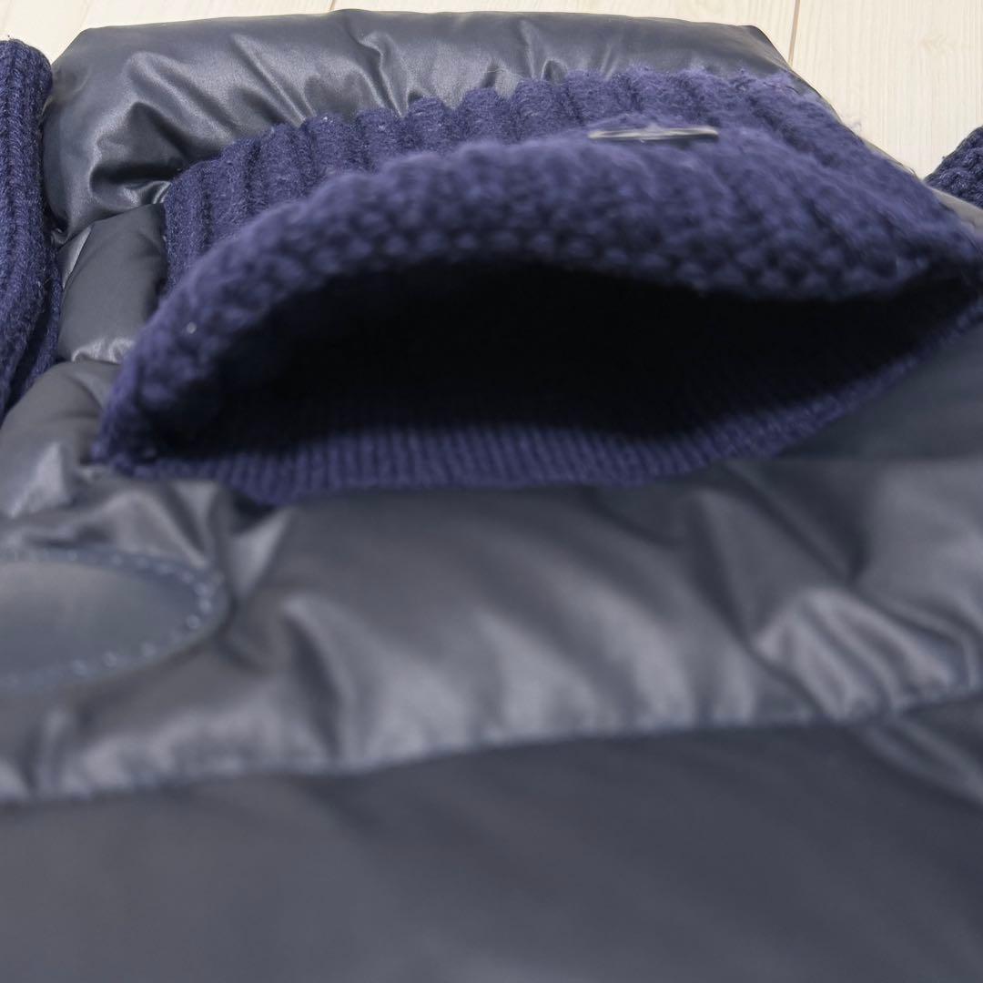 Bark バーク 鬼ワッフル編み ダウンジャケット ネイビー 異素材