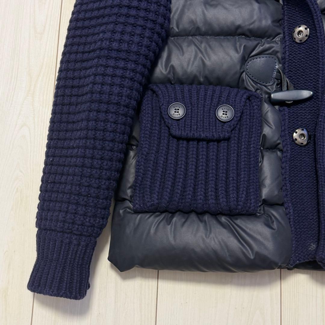 Bark バーク 鬼ワッフル編み ダウンジャケット ネイビー 異素材