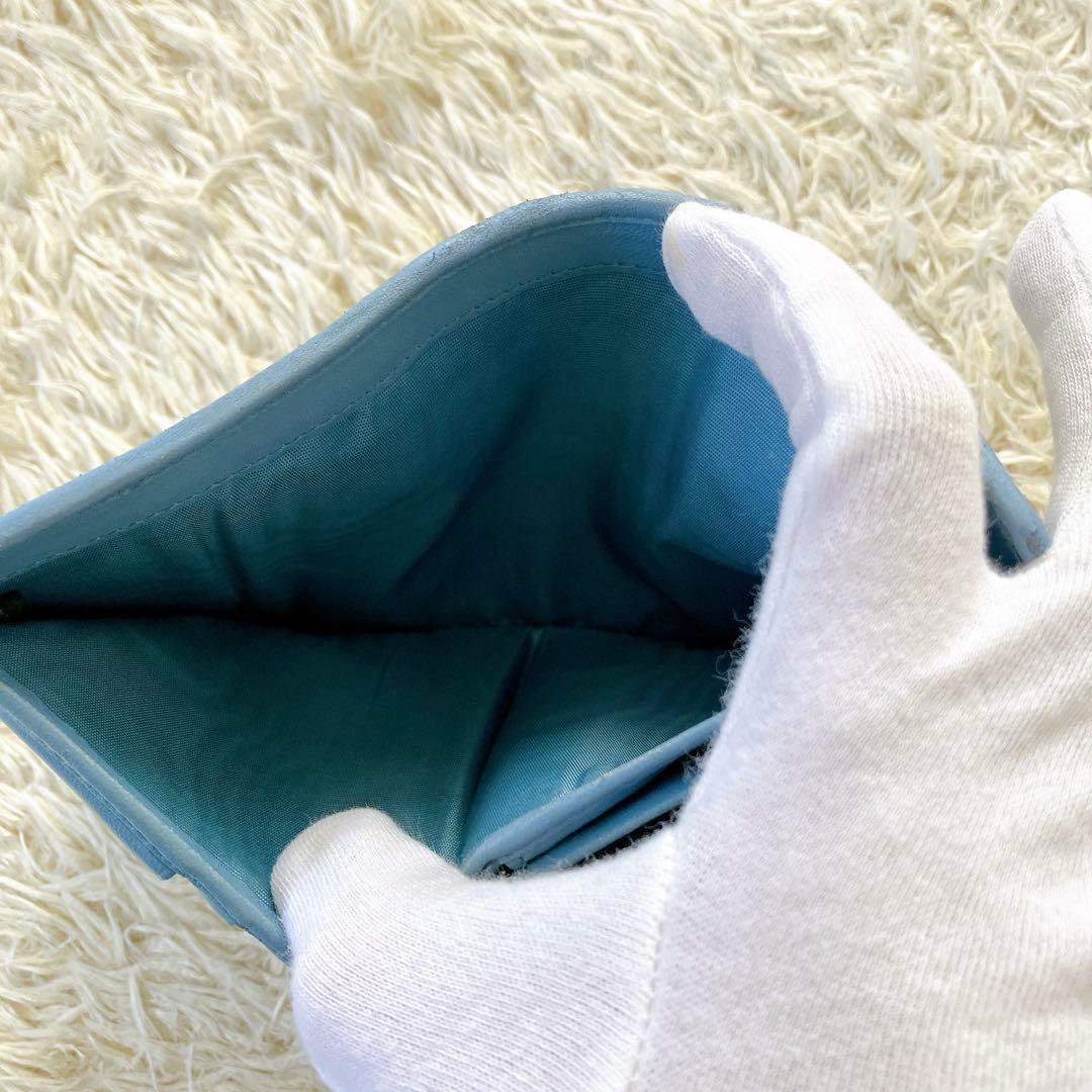 箱付✨ミュウミュウ 二つ折り財布 ビジュークリスタル マテラッセブルー RFID