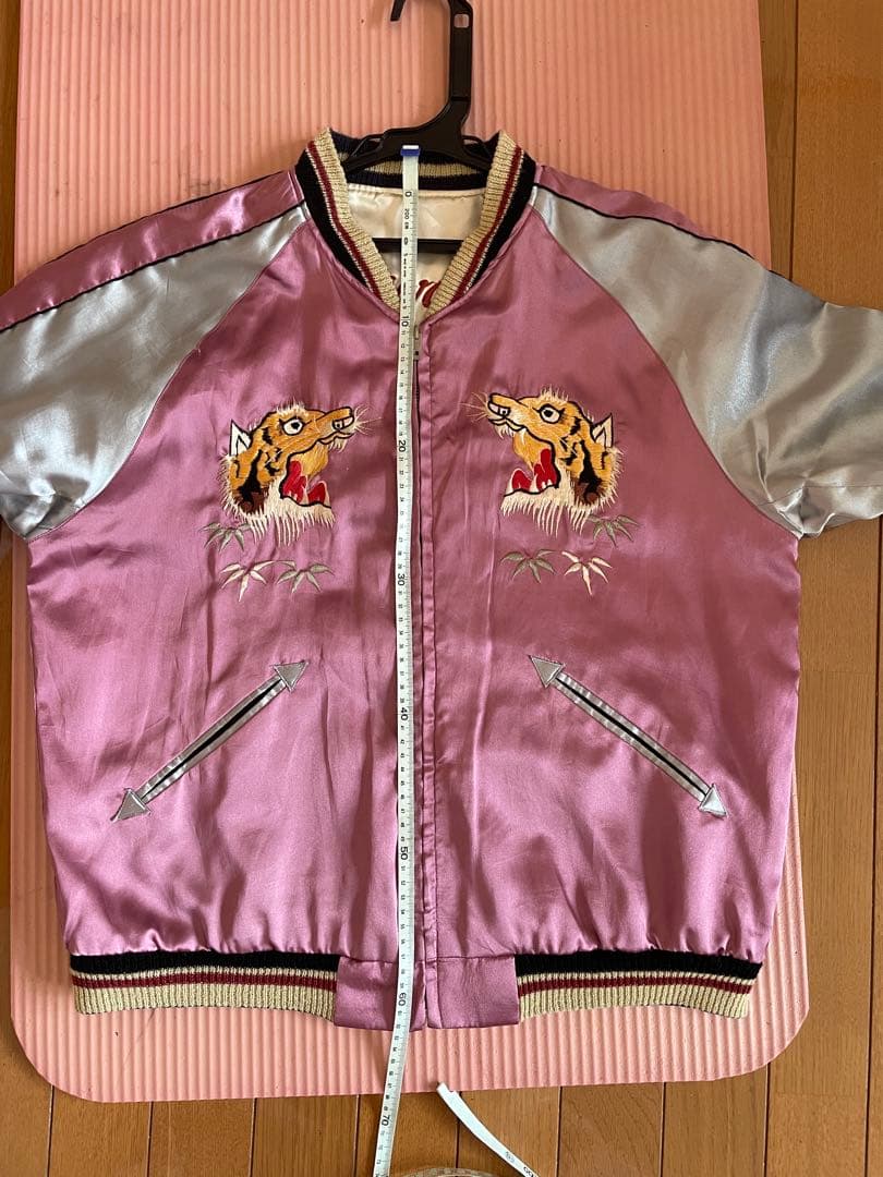 TAILOR スカジャン Lサイズ ピンク・シルバーらリバーシブル