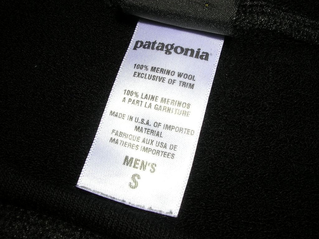 07年 USA製 パタゴニア メリノウール クルーネック ベースレイヤー S 黒