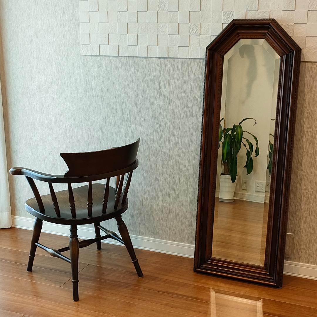 イタリア製　ミラー　姿見　アンティーク　木製フレーム