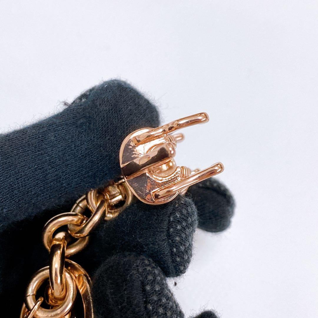 希少 COACH コーチ キーホルダー 犬 花 ピンクゴールド