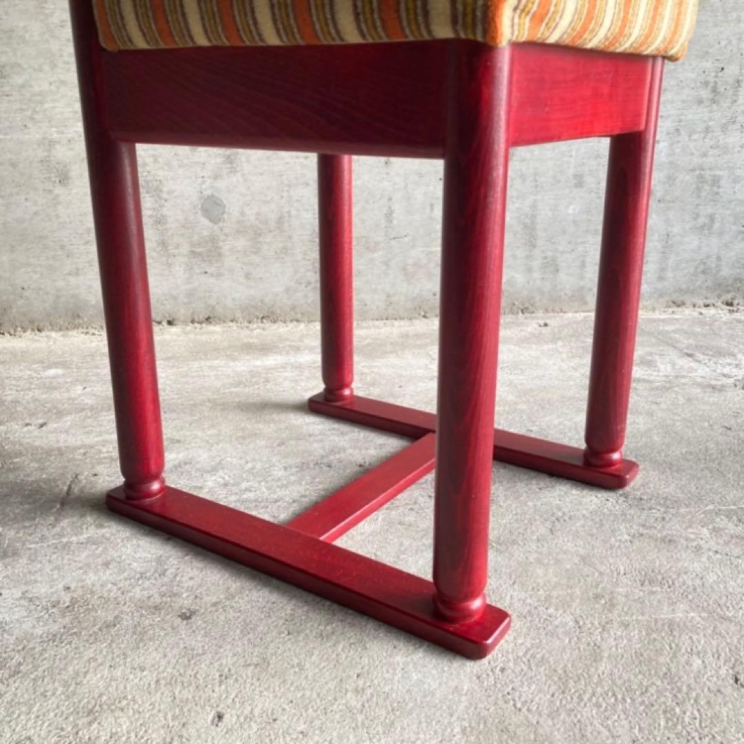 子供椅子 チェア 赤 ストライプ ボーダー 木製 家具 レトロ