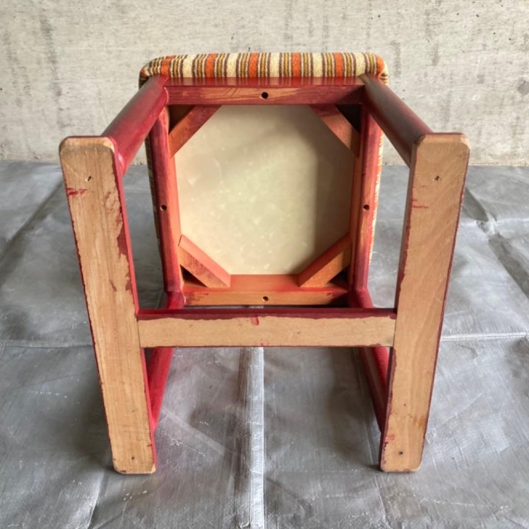 子供椅子 チェア 赤 ストライプ ボーダー 木製 家具 レトロ