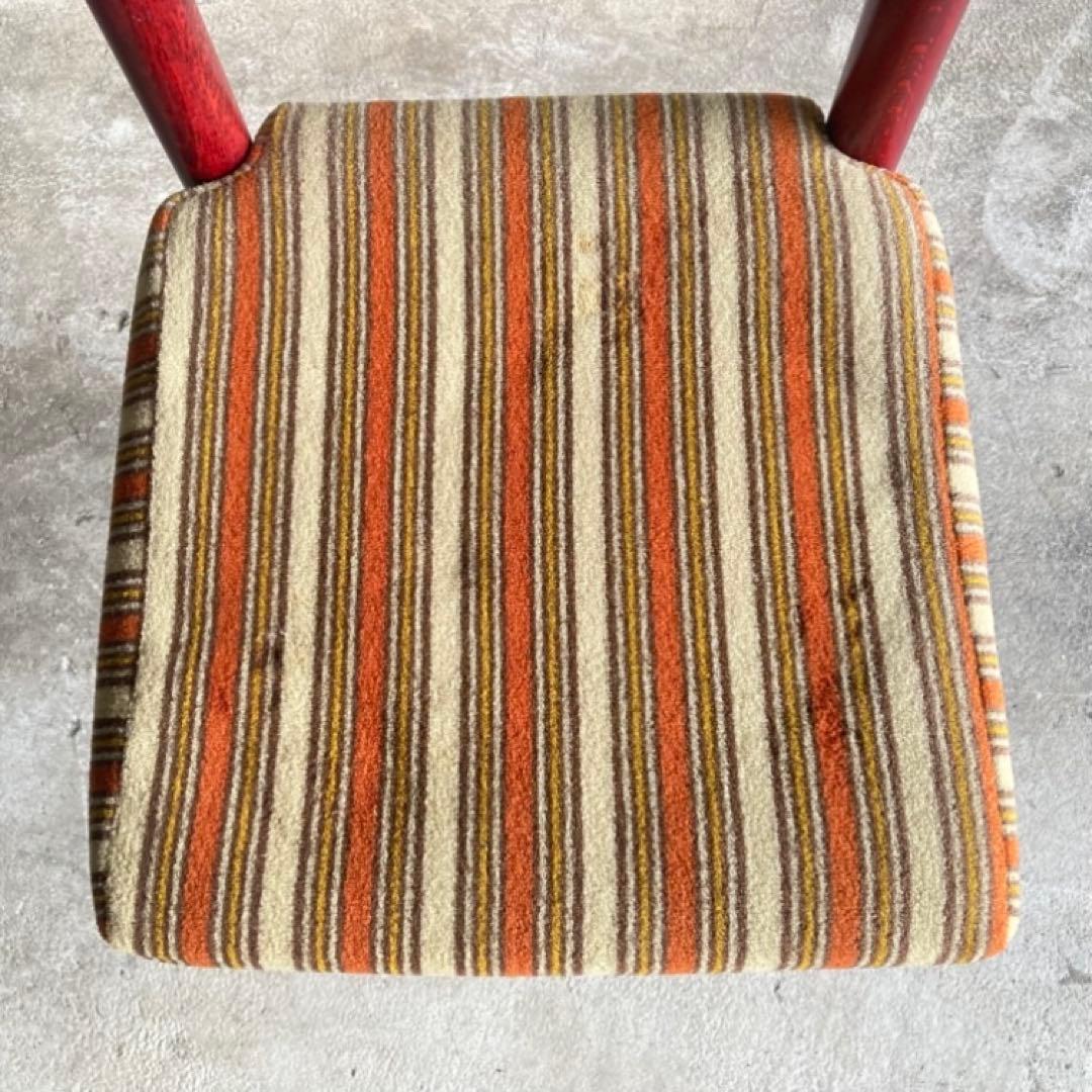 子供椅子 チェア 赤 ストライプ ボーダー 木製 家具 レトロ