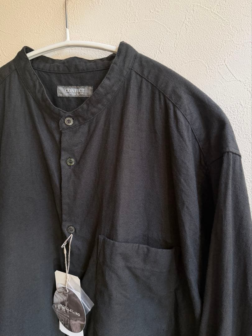 起毛リネン バンドカラーシャツ (25AW)