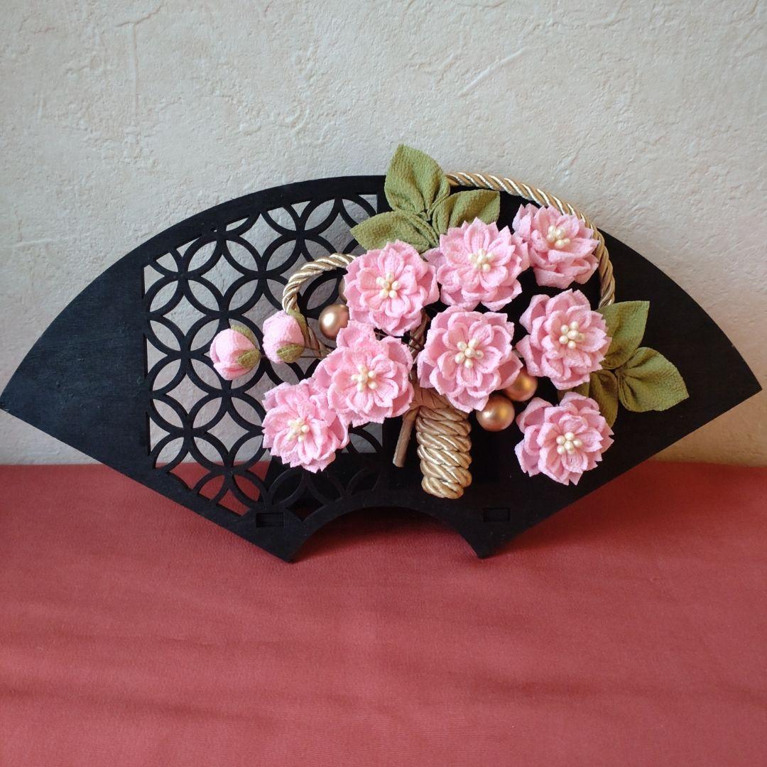 桜飾り　つまみ細工　お花見うさぎ2025　季節飾り　桜うさぎ置き物　春　桜