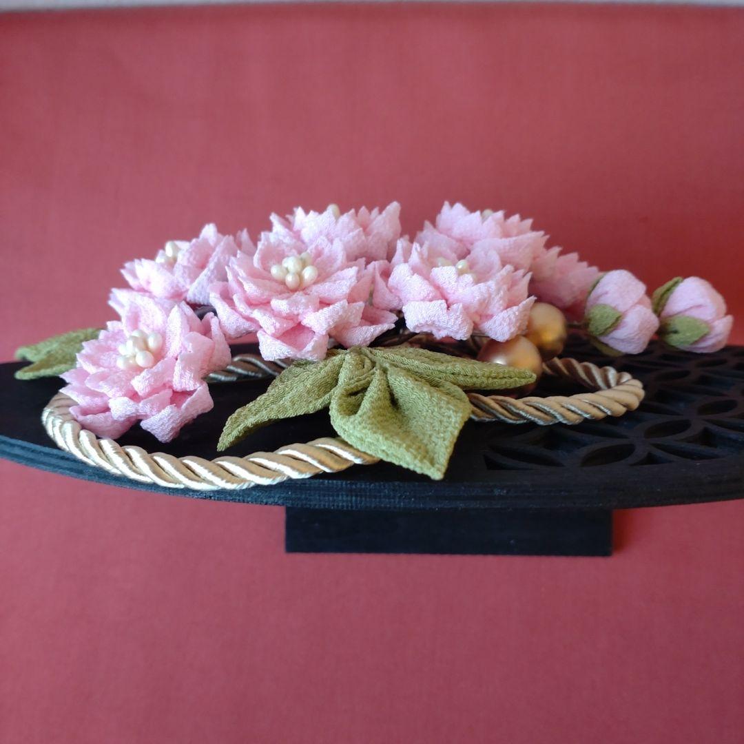 桜飾り　つまみ細工　お花見うさぎ2025　季節飾り　桜うさぎ置き物　春　桜