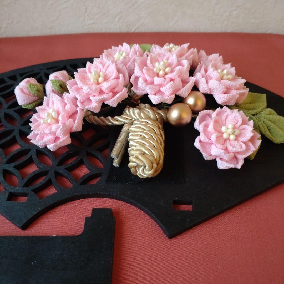 桜飾り　つまみ細工　お花見うさぎ2025　季節飾り　桜うさぎ置き物　春　桜