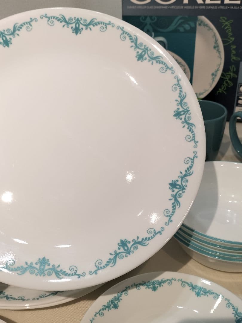 コレール　アメリカ　ガーデンレースミントブルー　16ピースセット