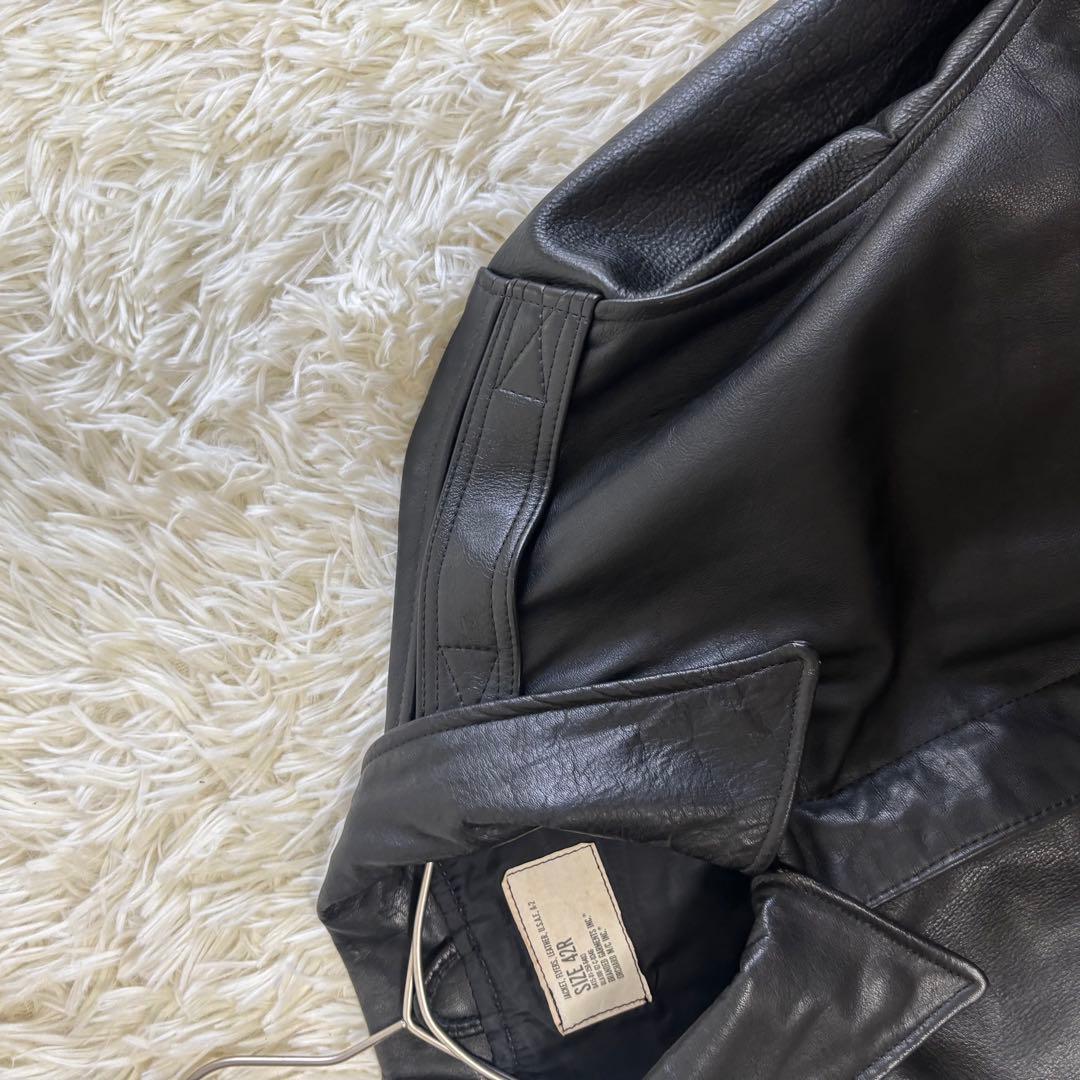 希少✨90's レザージャケット A-2 フライト　米軍官給品　42 本革　黒