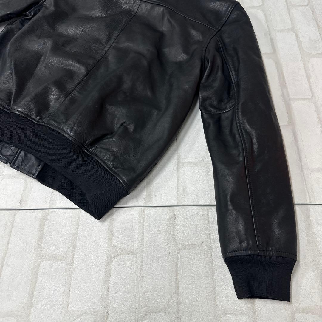 ギャップ OLD Gap 牛革 レザー ボンバー ジャケット L ブラック