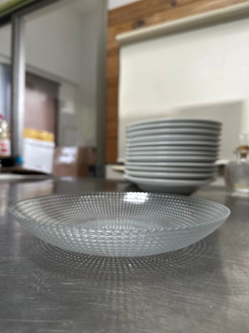 ドット模様 ガラス製 平皿 直径約25cm