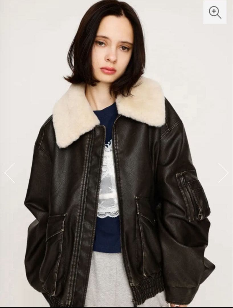 ファー襟付きレザージャケットWASHED PUFFER ブルゾン