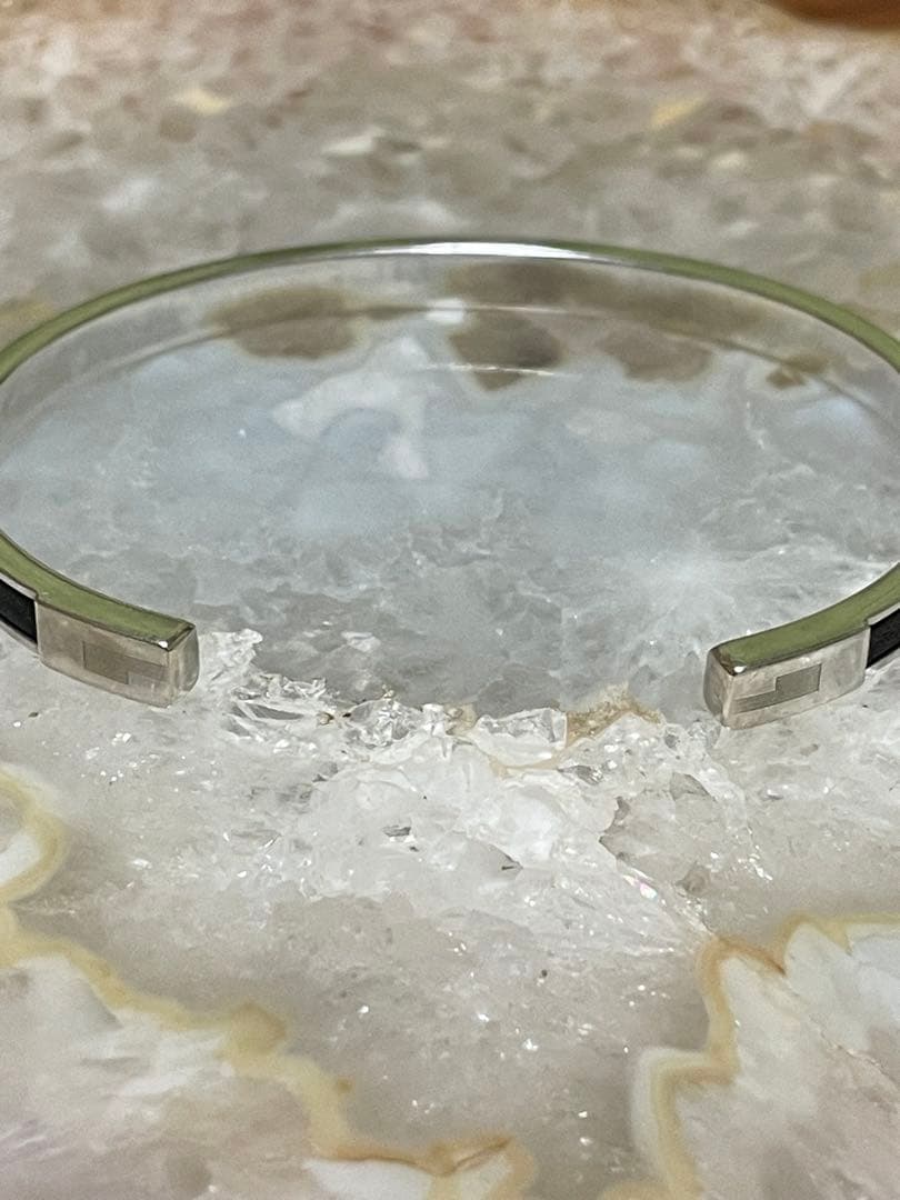 GUCCI グッチ レザー シルバー バングル ブレスレット　希少　ヴィンテージ