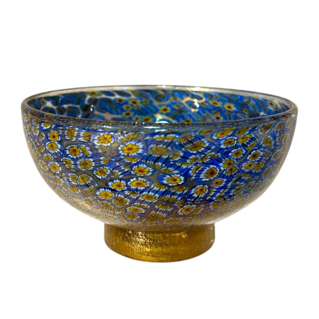 ベネチアンガラス ミルフィオリ 金彩 ガラスボウル ムラーノ ラグナ