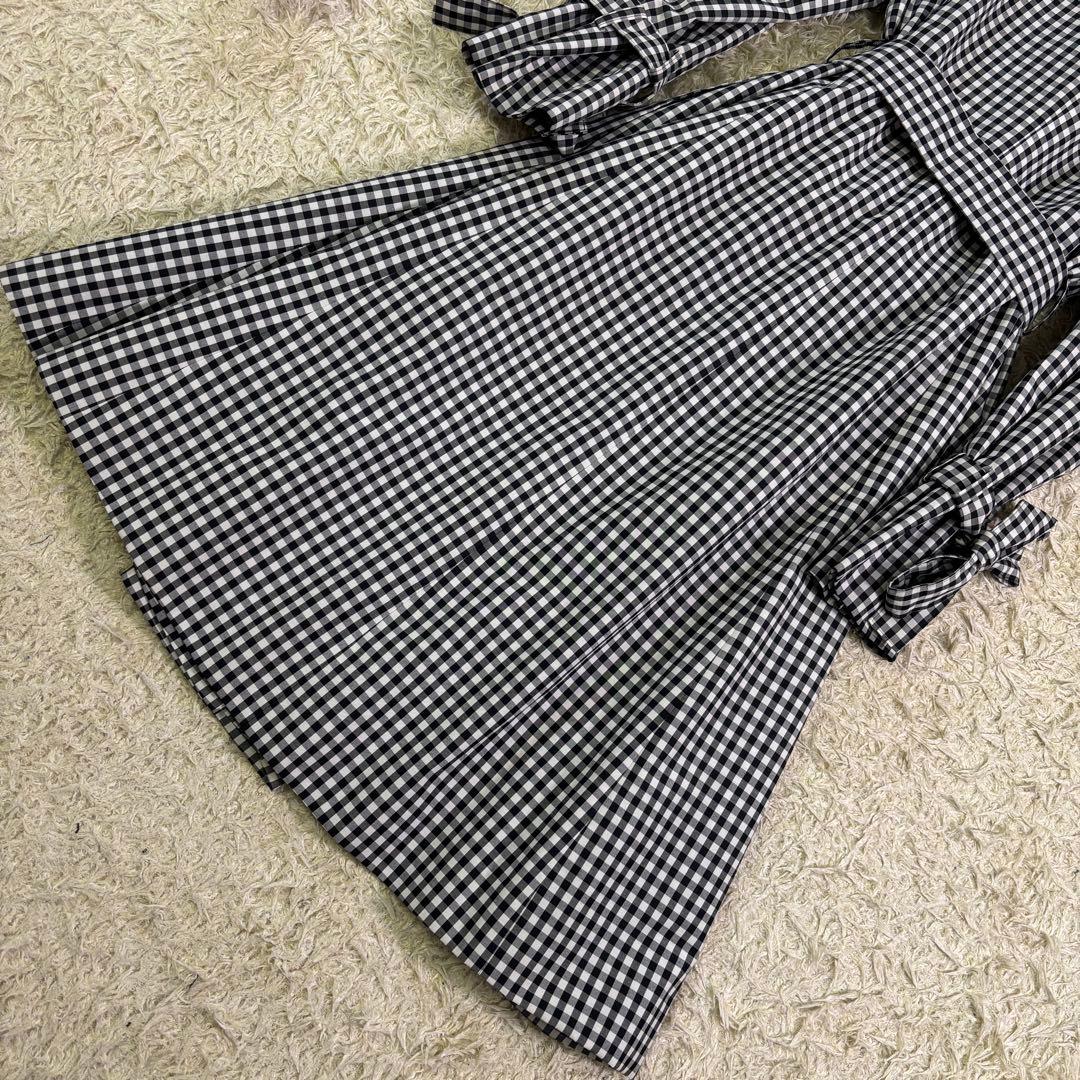 エムズグレイシー　ギンガムチェック　リボン　フリル　トレンチコート　40