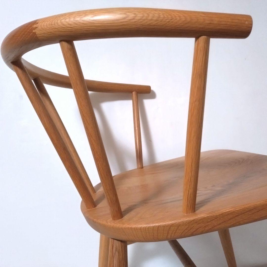 美品　無印良品　アームチェア ②　ダイニングチェア　オーク材　丸脚　送料無料